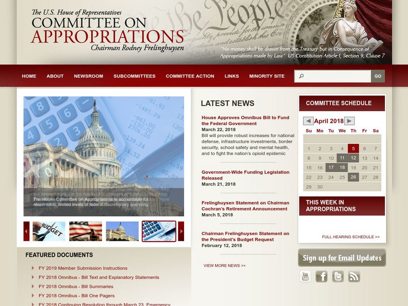 U.s. House of Representatives: Appropriations Committee Website U.s. House of Representatives: Appropriations Committee Website