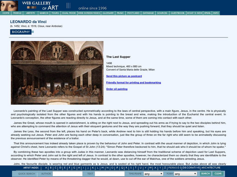 Web Gallery of Art: The Last Supper Graphic Web Gallery of Art: The Last Supper Graphic