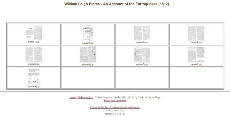 William Leigh Pierce an Account of the Earthquakes (1812) Primary