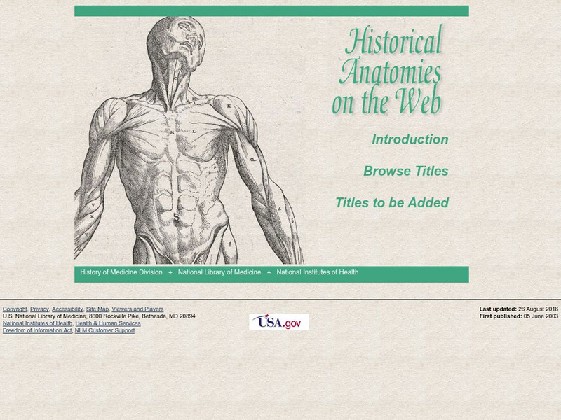 National Library of Medicine: Historical Anatomies Website National Library of Medicine: Historical Anatomies Website