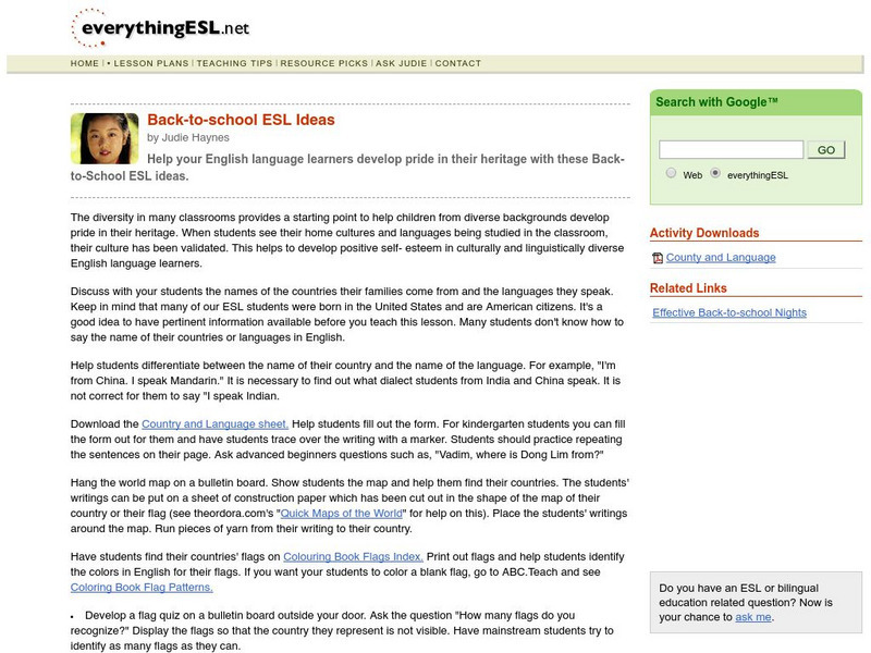Back to School Esl Ideas Article Back to School Esl Ideas Article