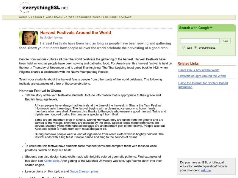 Everything Esl: Harvest Festivals Around the World Lesson Plan Everything Esl: Harvest Festivals Around the World Lesson Plan