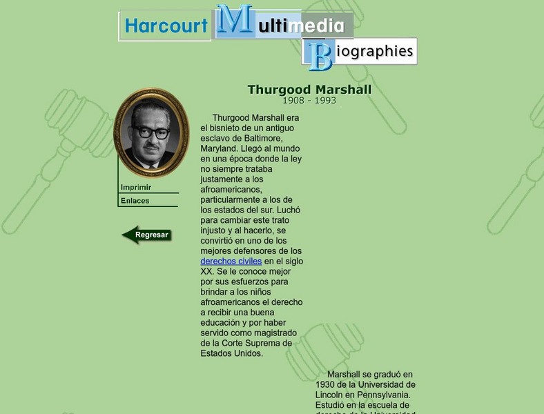 Harcourt: Biographies: Thurgood Marshall Website Harcourt: Biographies: Thurgood Marshall Website