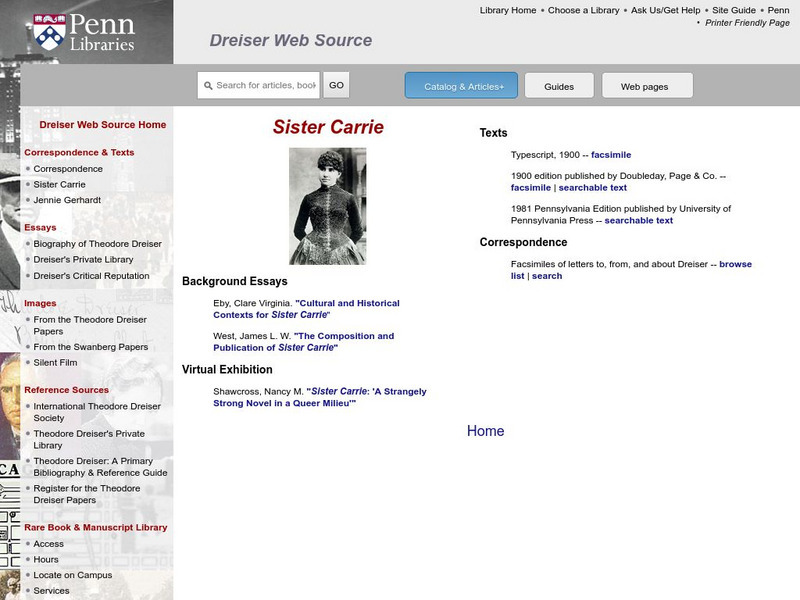 Dreiser Web Source: Sister Carrie Unit Plan