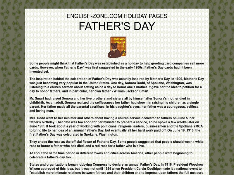 English zone.com: Father's Day Website English zone.com: Father's Day Website