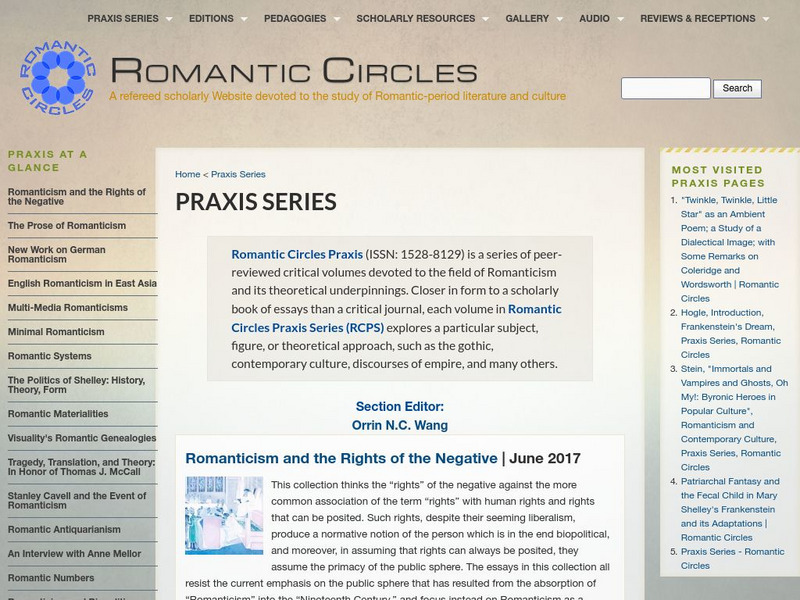 Romantic Circles Praxis Series Professional Doc Romantic Circles Praxis Series Professional Doc