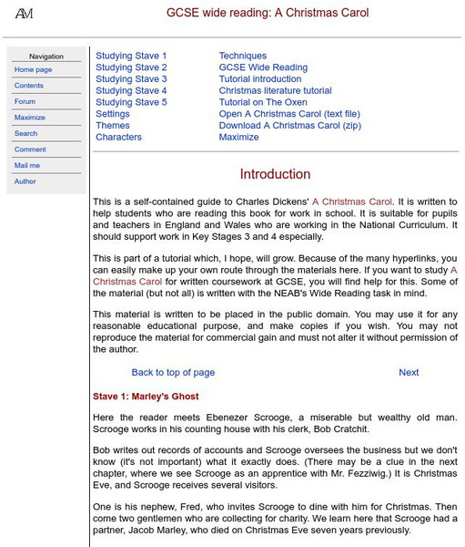 Moore's Teacher Resources: A Christmas Carol Website Moore's Teacher Resources: A Christmas Carol Website
