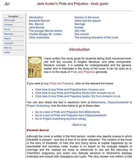 Moore's Teacher Resources: Jane Austen's Pride and Prejudice Website Moore's Teacher Resources: Jane Austen's Pride and Prejudice Website
