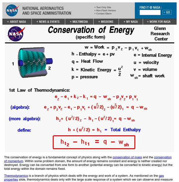 Glenn Research Center: Conservation of Energy Handout Glenn Research Center: Conservation of Energy Handout