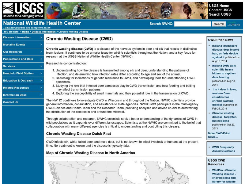 National Wildlife Health Center: Chronic Wasting Disease Article
