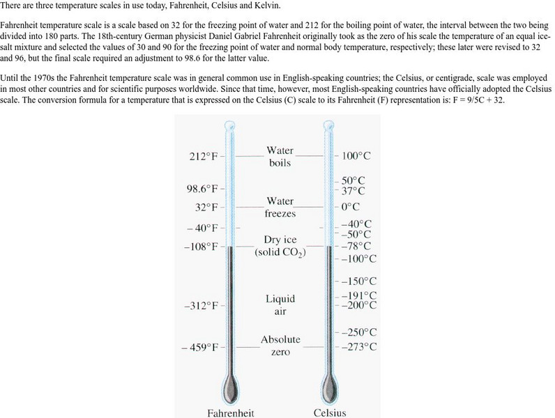 University of Oregon: Temperature Scales Handout University of Oregon: Temperature Scales Handout