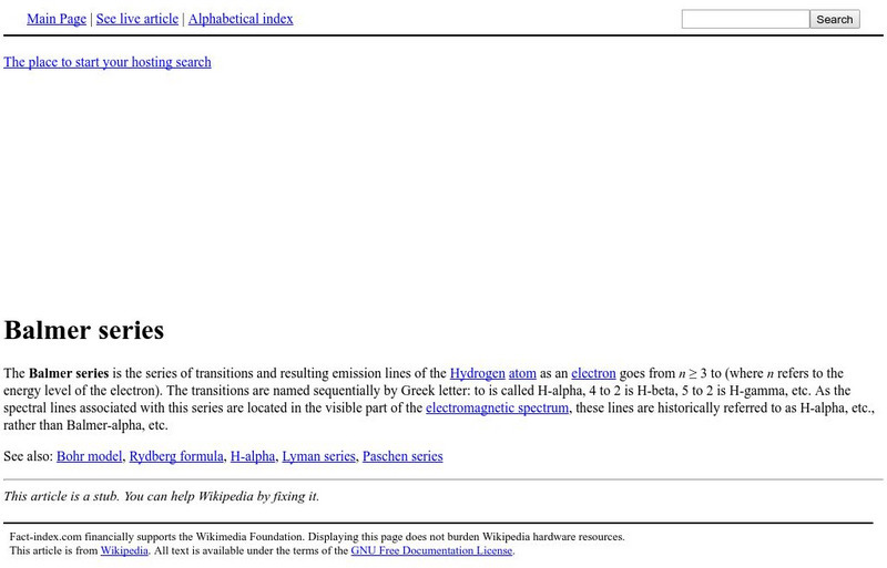 Fact index.com: Balmer Series Handout Fact index.com: Balmer Series Handout