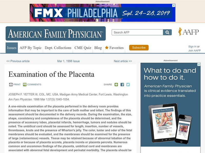 Aafp: American Family Physician: Examination of the Placenta Article Aafp: American Family Physician: Examination of the Placenta Article