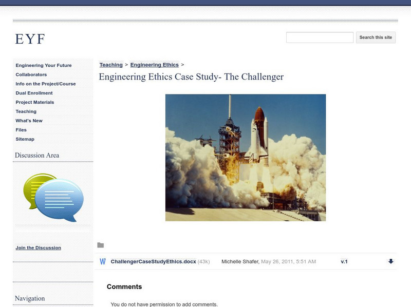 Engineering Your Future Ohio: Challenger Case Study Lesson Plan Engineering Your Future Ohio: Challenger Case Study Lesson Plan