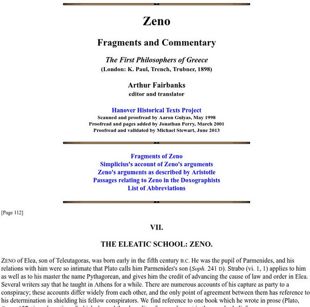 Hanover College: Zeno Commentary Article Hanover College: Zeno Commentary Article