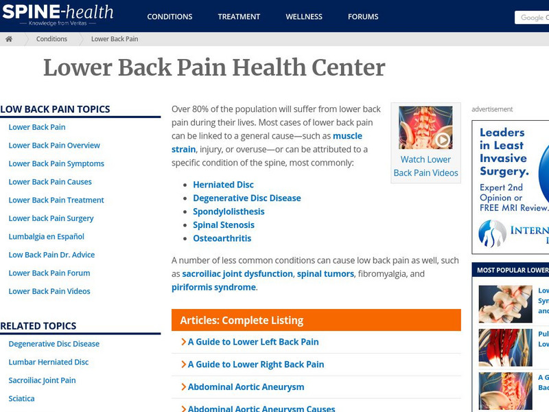 Spine Health: Lower Back Pain Health Center Website Spine Health: Lower Back Pain Health Center Website
