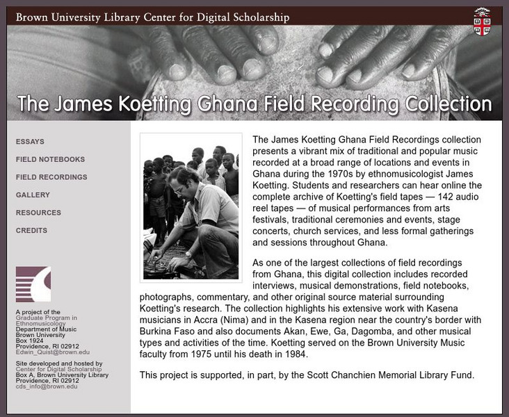 Brown University: The James Koetting Ghana Field Recordings Collection Website Brown University: The James Koetting Ghana Field Recordings Collection Website