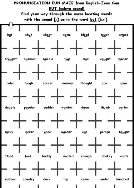 English Zone: Pronunciation Fun Maze: But (Schwa Sound) Unknown Type English Zone: Pronunciation Fun Maze: But (Schwa Sound) Unknown Type