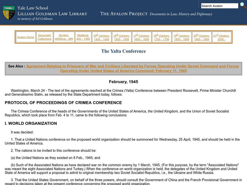 Avalon Project: Yalta Conference Primary Avalon Project: Yalta Conference Primary