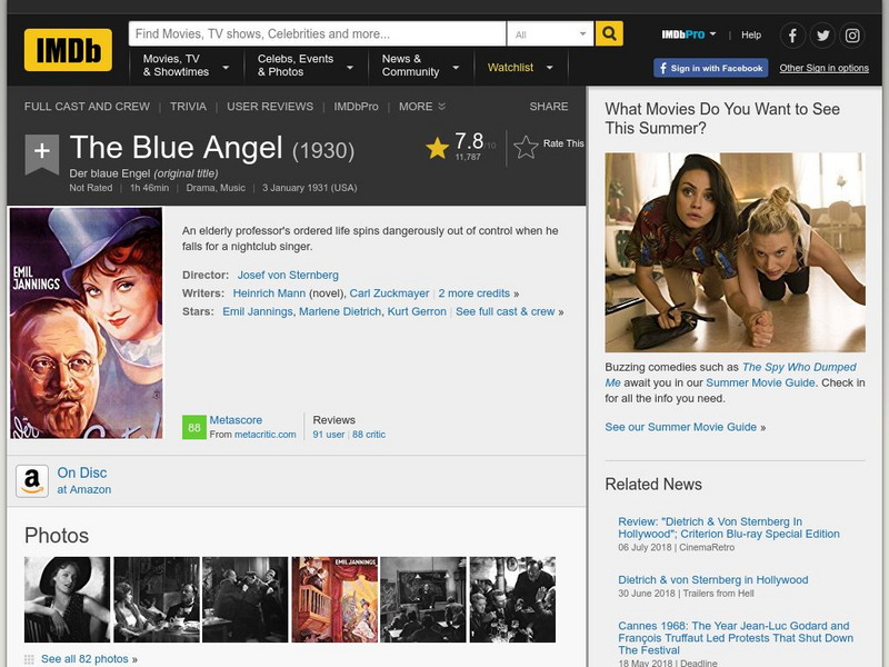 Im Db: The Blue Angel Website