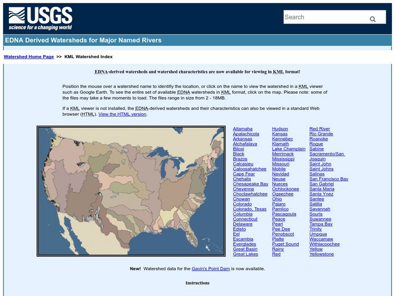 Usgs: Edna Derived Watersheds for Major Named Rivers Graphic Usgs: Edna Derived Watersheds for Major Named Rivers Graphic