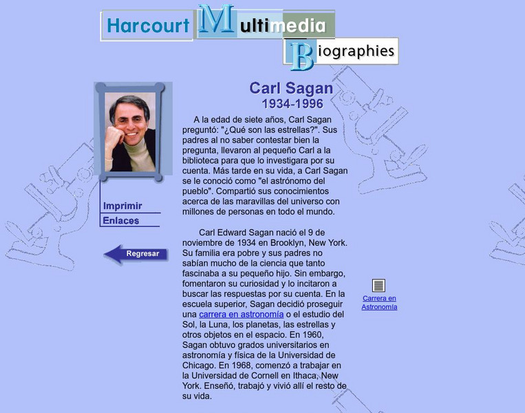 Harcourt: Biographies: Carl Sagan Website Harcourt: Biographies: Carl Sagan Website