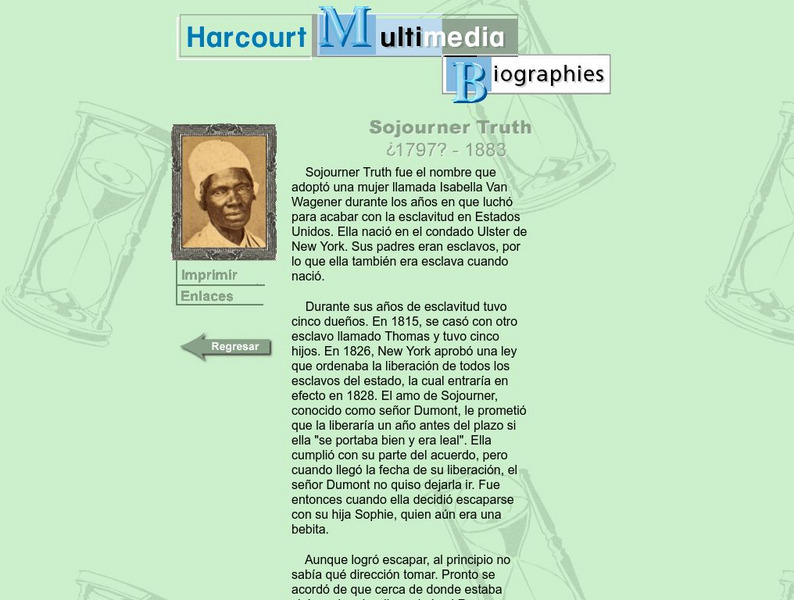 Harcourt: Biographies: Sojourner Truth Handout Harcourt: Biographies: Sojourner Truth Handout