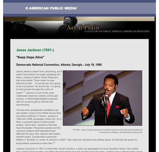American Public Media: Jesse Jackson (1941 ) Handout American Public Media: Jesse Jackson (1941 ) Handout