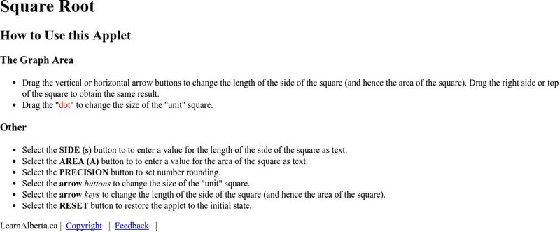 Learn Alberta: Square Root Activity Learn Alberta: Square Root Activity