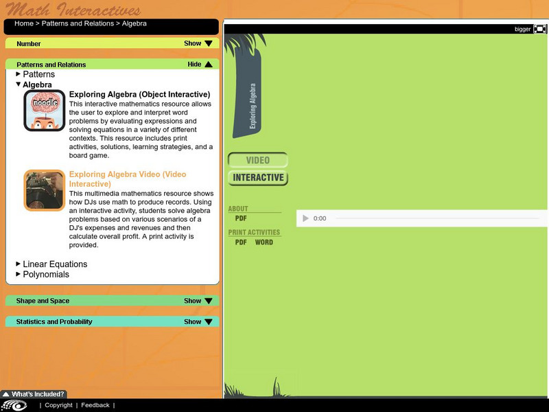 Learn Alberta: Exploring Algebra Interactive Learn Alberta: Exploring Algebra Interactive