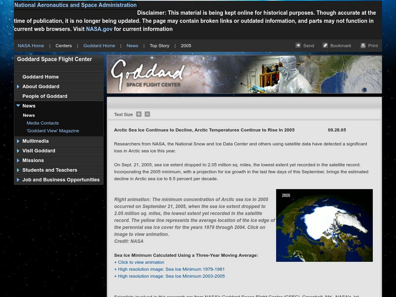Nasa: Artic Sea Ice Continues to Decline Website Nasa: Artic Sea Ice Continues to Decline Website