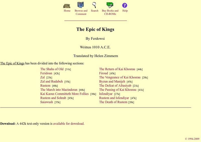 Mit: Internet Classics Archive: The Epic of Kings eBook Mit: Internet Classics Archive: The Epic of Kings eBook