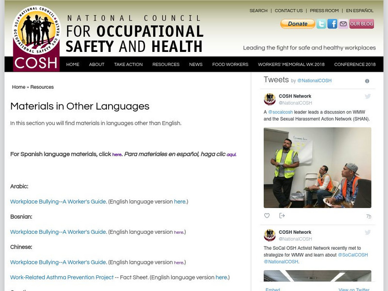 Cosh: Immigrant Worker Resources and Links Website