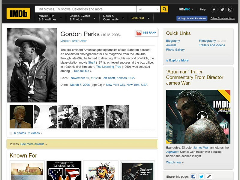 Internet Movie Database: Gordon Parks Website Internet Movie Database: Gordon Parks Website