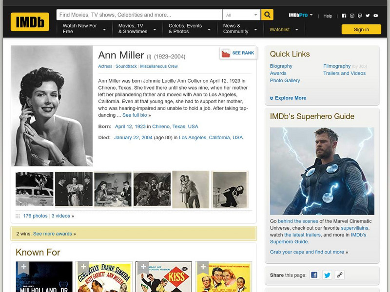 Internet Movie Database: Ann Miller Handout Internet Movie Database: Ann Miller Handout