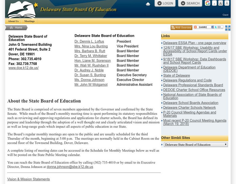 Delaware Department of Education: State Board of Education Website Delaware Department of Education: State Board of Education Website