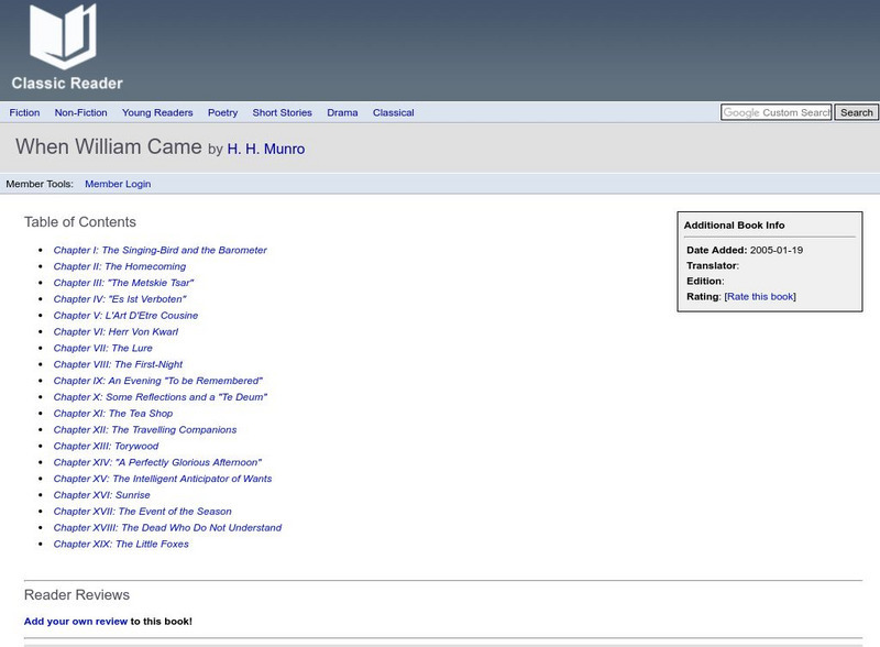 Classic Reader: When William Came by h.h. Munro eBook Classic Reader: When William Came by h.h. Munro eBook