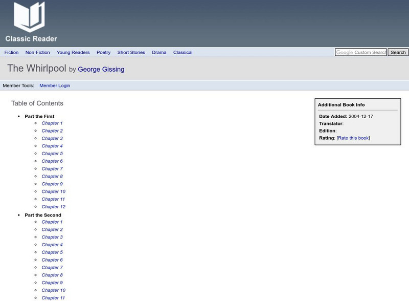 Classic Reader: The Whirlpool by George Gissing eBook