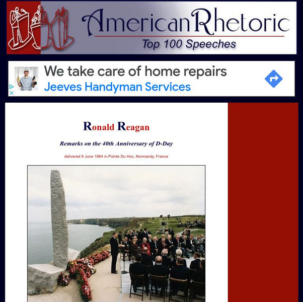 American Rhetoric: Ronald Reagan: Remarks on the 40th Anniversary of D Day Primary American Rhetoric: Ronald Reagan: Remarks on the 40th Anniversary of D Day Primary
