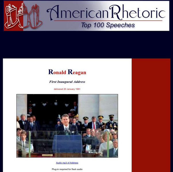 American Rhetoric: Ronald Reagan: First Inaugural Address Primary American Rhetoric: Ronald Reagan: First Inaugural Address Primary