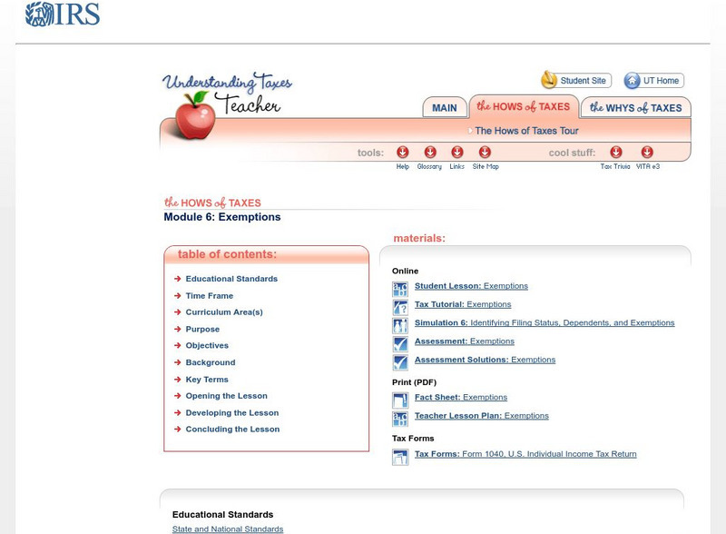 Irs: Exemptions Lesson Plan Lesson Plan Irs: Exemptions Lesson Plan Lesson Plan