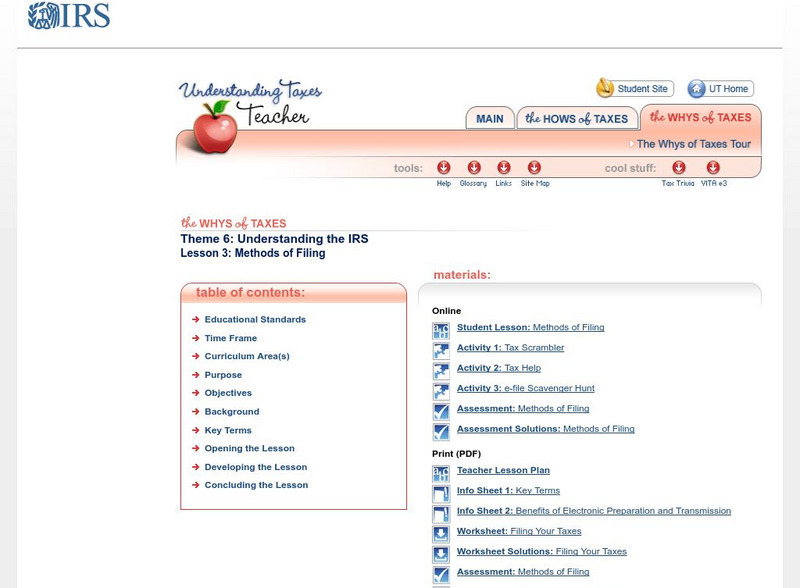 Irs: Methods of Filing Lesson Plan Lesson Plan Irs: Methods of Filing Lesson Plan Lesson Plan