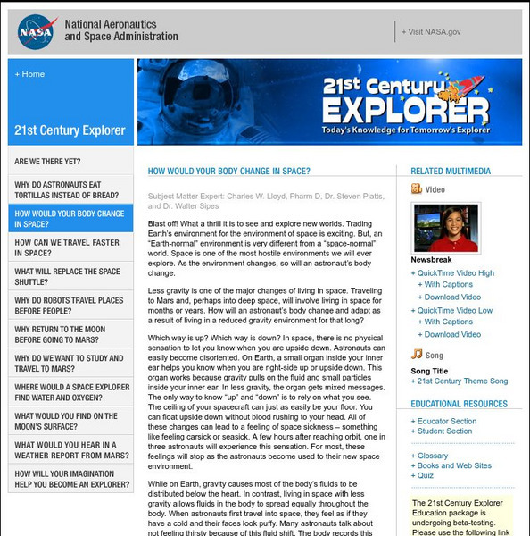 Nasa: 1nd Century Explorer: How Would Your Body Change in Space? Unit Plan Nasa: 1nd Century Explorer: How Would Your Body Change in Space? Unit Plan