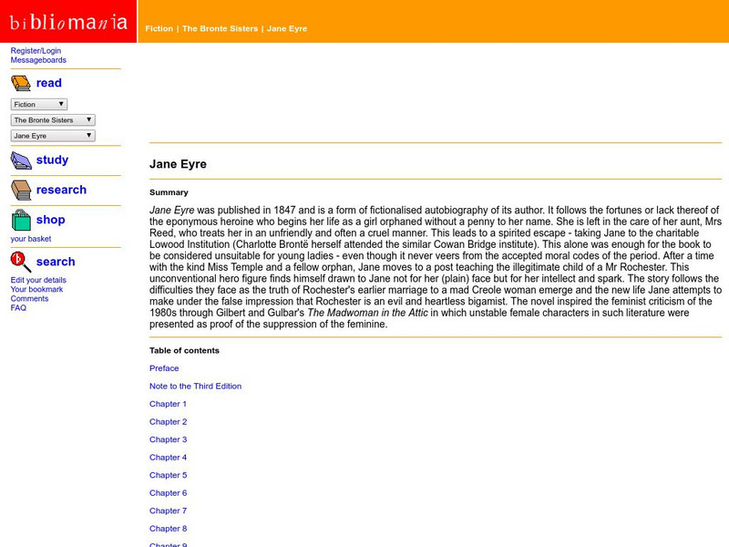 Bibliomania: The Bronte Sisters Jane Eyre Handout Bibliomania: The Bronte Sisters Jane Eyre Handout