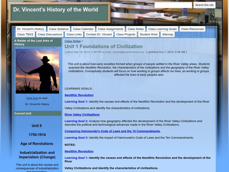 Dr. Brad Vincent: Unit 1 Foundations of Civilization Website Dr. Brad Vincent: Unit 1 Foundations of Civilization Website
