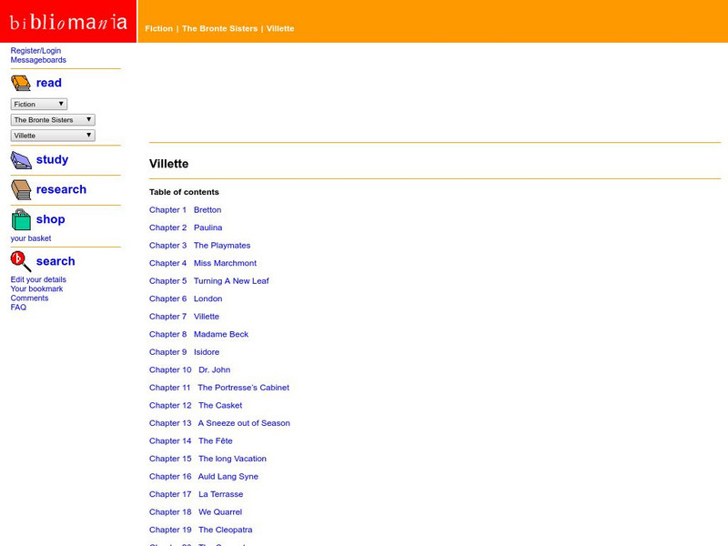 Bibliomania: The Bronte Sisters Villette eBook