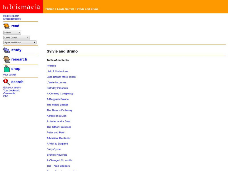 Bibliomania: Lewis Carroll Sylvie and Bruno Handout