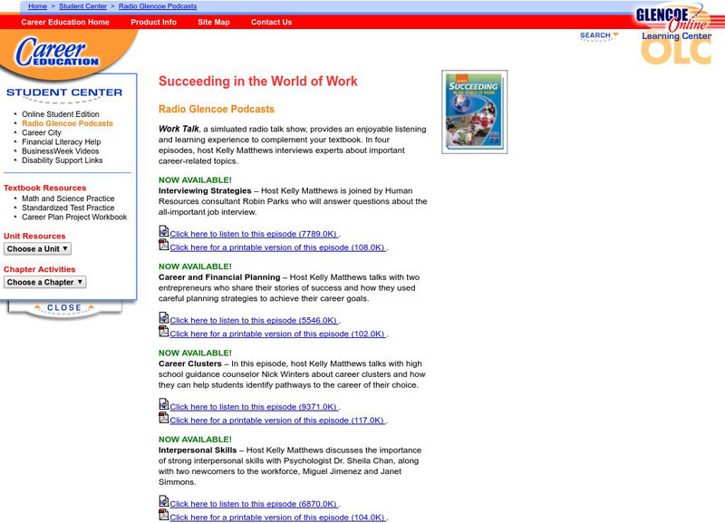 Glencoe Career Education: Succeeding in the World of Work Website Glencoe Career Education: Succeeding in the World of Work Website
