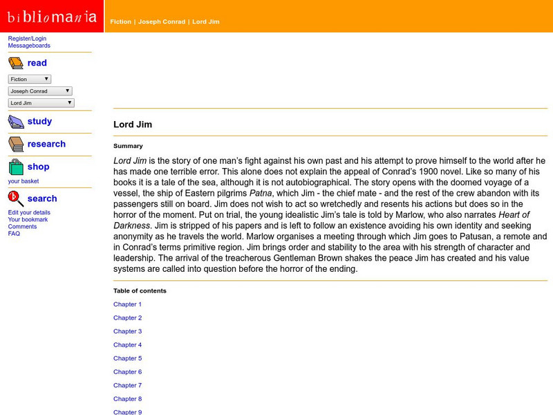 Bibliomania: Joseph Conrad Lord Jim Handout Bibliomania: Joseph Conrad Lord Jim Handout