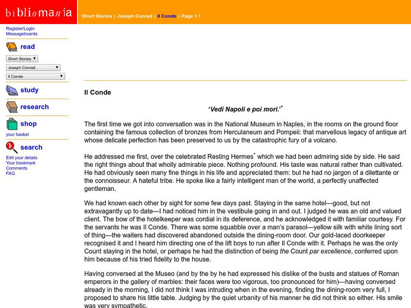 Bibliomania: Joseph Conrad Il Conde Handout